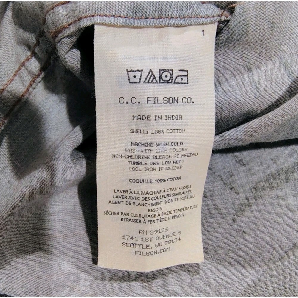 Filson Feather Cloth Shirt Short Sleeve Men's Medium Sailfish Olive Camo Fishing - Picture 6 of 10
